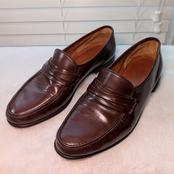 Allen Edmonds Bergamo Loafers | Men’s 9D | Brown Leather Classic Slip-Ons - Picture 1 of 15